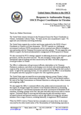 Statement by the Delegation of the United States in response to the report by the OSCE Project Coordinator in Ukraine, Ambassador Lubomir Kopaj