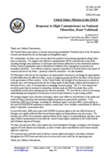 Statement by the Delegation of the United States in response to the report by the High Commissioner on National Minorities, Knut Vollebaek