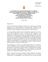 Statement by the Delegation of Serbia in response to the report by the High Commissioner on National Minorities, Knut Vollebaek