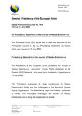 Statement by the Swedish Presidency of the Council of the European Union on the murder of a human rights defender in Russia