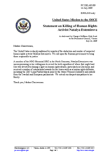 Statement by the Delegation of the United States on the murder of a human rights defender in Russia