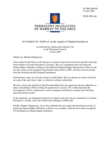 Statement by the Delegation of Norway on the murder of a human rights defender in Russia