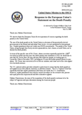 Statement by the Delegation of the United States in response to the statement by the Swedish Presidency of the Council of the European Union on the 1000th execution by lethal injection in the United States of America