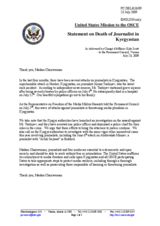 Statement by the Delegation of the United States on death of a journalist in Kyrgyzstan