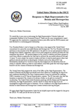 Statement by the Delegation of the United States in response to the address by the High Representative and European Union Special Representative in Bosnia and Herzegovina, Ambassador Valentin Inzko