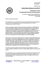 Statement by the Delegation of the United States on presidential elections in Kyrgyzstan