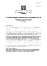 Statement by the Delegation of Norway on presidential elections in Kyrgyzstan