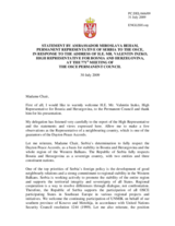 Statement by the Delegation of Serbia in response to the address by the High Representative and European Union Special Representative in Bosnia and Herzegovina, Ambassador Valentin Inzko