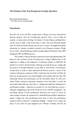 The Return of the Pan-European Security Question The Return of the Pan-European Security Question