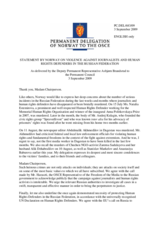 Statement by the Delegation of Norway on violence against journalists and human rights defenders in the Russian Federation