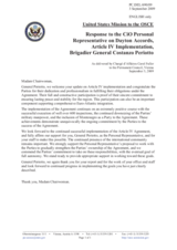 Statement by the Delegation of the United States in response to the report by the Brigadier General Costanzo Periotto, Personal Representative of the Chairman-in-Office for Article IV of the Dayton Peace Accords