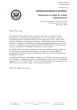 Statement by the Delegation of the United States on media freedom in Kazakhstan