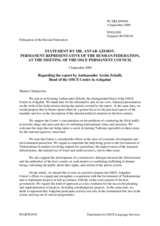 Statement by the Delegation of the Russian Federation in response to the report by the Head of the OSCE Centre in Ashgabat, Ambassador Arsim Zekolli