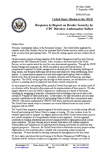 Statement by the Delegation of the United States in response to the report by the Director of the CPC, Ambassador Herbert Salber, on border-related issues