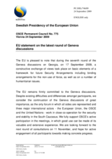 Statement by the Swedish Presidency of the Council of the European Union on the 7th round of the Geneva talks