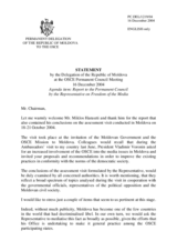 Statement by the Delegation of Moldova concerning the report of the OSCE Representative on Freedom of the Media, Mr. Miklos Haraszti