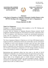 Statement by the Delegation of Tajikistan on the completion of SALW and CA Programmes in Tajikistan
