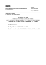Permanent Council Decision, subject to a silence procedure expiring on Tuesday, 28 December 2004, at 12 noon