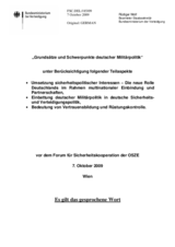 Presentation by Rüdiger Wolf, State Secretary of the Ministry of Defence of Germany, on principles and priorities of German defence policy (de)