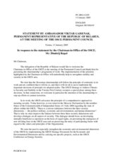 Statement by the Delegation of the Republic of Belarus in response to the Chairman-in-Office of the OSCE, H.E. Dimitrij Rupel