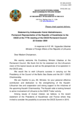 Statement by the Delegation of Kazakhstan in response to the address by the Minister of Foreign Affairs of Lithuania, Vygaudas Usackas
