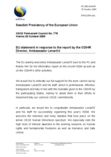 Statement by the Swedish Presidency of the Council of the European Union in response to the report by the Director of ODIHR, Ambassador Janez Lenarcic