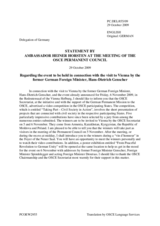 Statement by the Delegation of Germany on the event to be held in connection with the visit to Vienna by the former German Foreign Minister, Hans-Dietrich Genscher