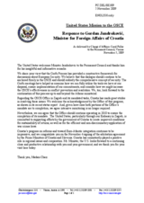 Statement by the Delegation of the United States in response to the address by the Minister of Foreign Affairs and European Integration of the Republic of Croatia, Gordan Jandrokovic