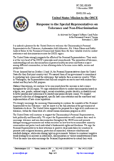 Statement by the Delegation of the United States in response to the reports by the three Personal Representatives of the Chairman-in-Office for tolerance and non-discrimination