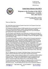 Statement by the Delegation of the United States in response to the address by the President of the OSCE Parliamentary Assembly, João Soares
