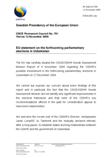 Statement by the Swedish Presidency of the Council of the European Union on the forthcoming parliamentary elections in Uzbekistan