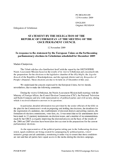 Statement by the Delegation of Uzbekistan in response to the statement by the Swedish Presidency of the Council of the European Union on the forthcoming parliamentary elections in Uzbekistan