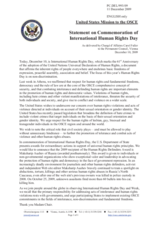 Statement by the Delegation of the United States on the International Day for Human Rights