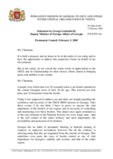 Statement by the Deputy Minister for Foreign Affairs of Georgia, H.E. George Gomiashvili, at the Permanent Council