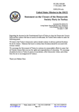 Statement by the Delegation of the United States on the Closure of the Democratic Society Party in Turkey