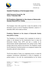 Statement by the Swedish Presidency of the Council of the European Union on the Closure of the Democratic Society Party in Turkey
