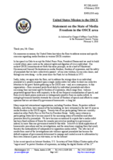 Statement by the Delegation of the United States on the state of media freedom in the OSCE area