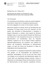 Statement by the Delegation of Switzerland on the decision of the Russian State Duma and Federation Council to approve ratification of Protocol 14 to the European Convention on Human Rights (de)