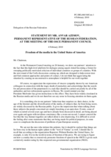 Statement by the Delegation of the Russian Federation on the state of media freedom in the United States of America