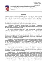 Statement by the Delegation of Croatia on the inauguration of the President of the Republic of Croatia, Ivo Josipovic