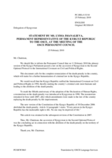 Statement by the Delegation of Kyrgyzstan on the accession of Kyrgyzstan to the Second Optional Protocol to the International Covenant on Civil and Political Rights