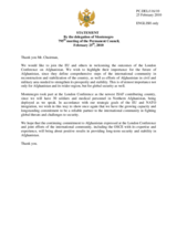 Statement by the Delegation of Montenegro on the results of the London Conference on Afghanistan