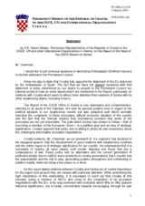 Statement by the Delegation of Croatia in response to the report by the Head of the OSCE Mission to Serbia, Ambassador Dimitrios Kypreos