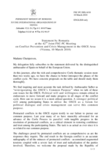 Statement by the Delegation of Romania on Conflict Prevention and Crisis Management in the OSCE area