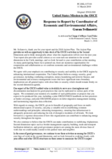 Statement by the Delegation of the United States in response to the report by the Co-ordinator of OSCE Economic and Environmental Activities, Goran Svilanovic