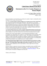 Statement by the Delegation of the United States on the appointment of the new Representative on the U.S. Country Reports on Human Rights