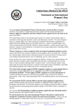 Statement by the Delegation of the United States on the appointment of the new Representative on International Women's Day