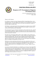 Statement by the Delegation of the United States in response to Mr. Solomon Passy, Minister of Foreign Affairs of the Republic of Bulgaria