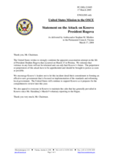 Statement by the Delegation of the United States of America on the attack on Kosovo President Ibrahim Rugova