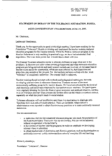 Statement on Behalf of the Tolerance Foundation